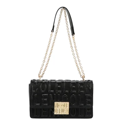 EMBOSSED LOGO CHAIN SHOULDER BAG
