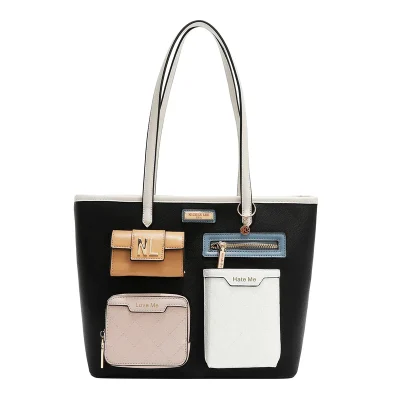 SHOPPER BAG WITH POCKET AND COLOR BLOCKS