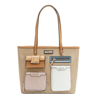 SHOPPER BAG WITH POCKET AND COLORBLOCK