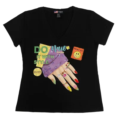 NICOLE LEE FASHION V-NECK SHIRT