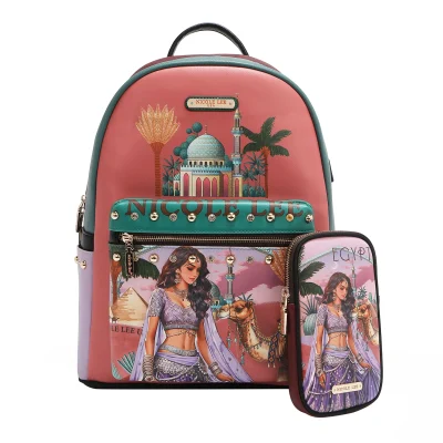 LARGE USB FASHION BACKPACK WITH CHARGING PORT AND POUCH